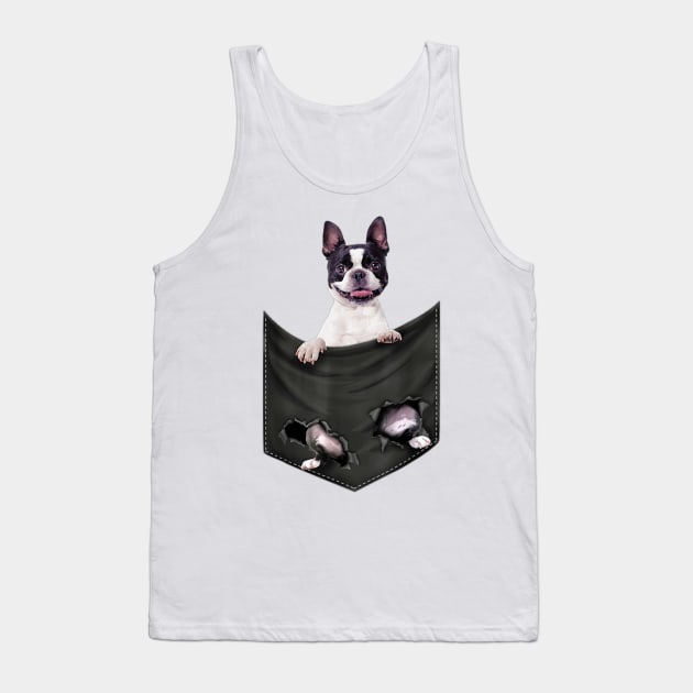 Boston Terrier Dog In Pocket Tank Top by Xamgi